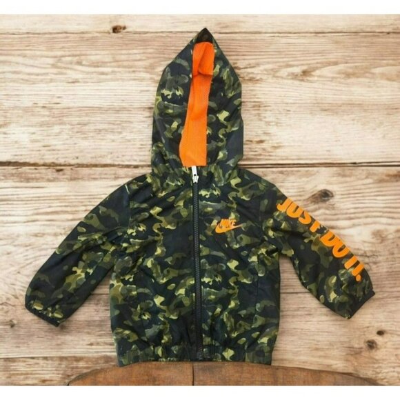 Baby Nike Camo Hooded Jacket 18M Camouflage "Just Do It" Windbreaker - Picture 1 of 6